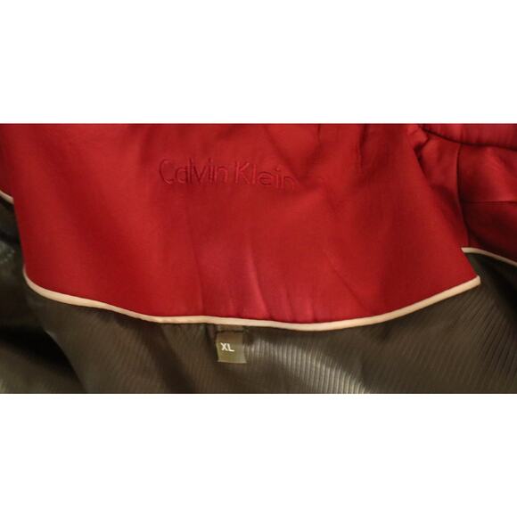 Calvin Klein Oxblood Red Trench Coat Belted Mid Length Double Breasted XL Womens - Picture 9 of 9